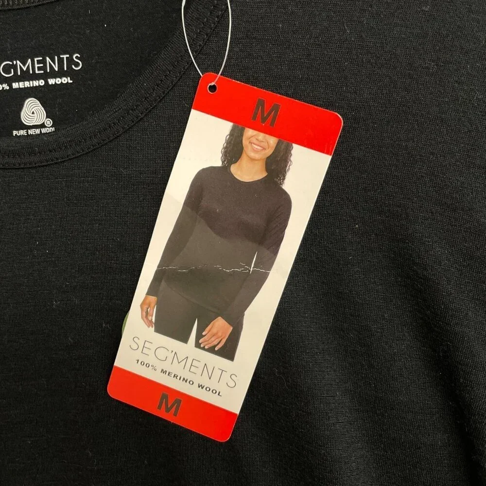 NEW Segments 100% Merino Wool Women's M Black Long Sleeve Top - Picture 7 of 9